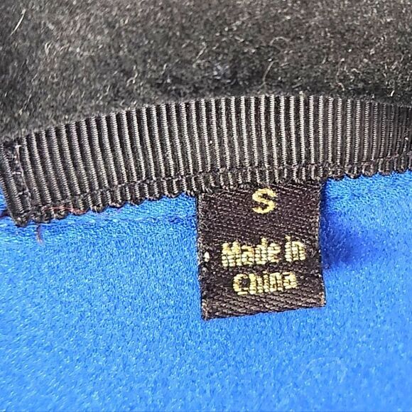 Electric Blue Pleated Blouse with Gold buttons - Picture 3 of 5